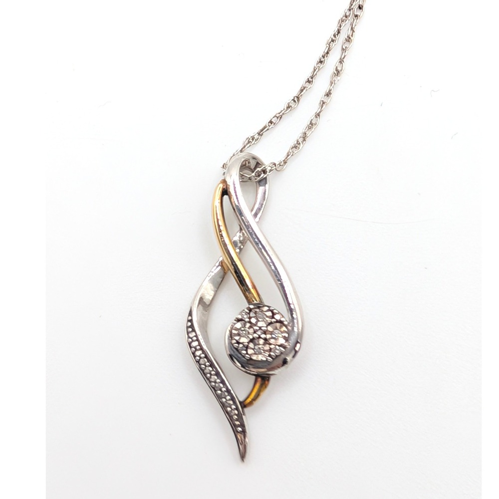 Kay Jewelers Sterling Silver 10k Diamond Accent Infinity Swirl Pendant Necklace